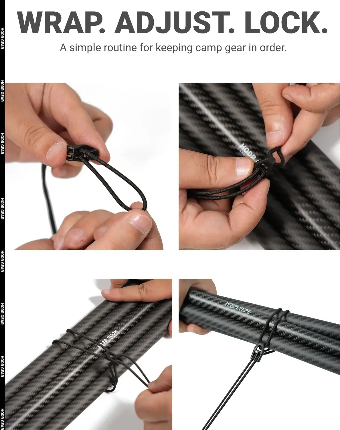 [HODRGEAR] Schlaufenbinder 2er-Pack Ultraleichte Elastische Ausrüstungsbinden 10g Set Nifco Hardware Wiederverwendbar für Zeltstangen, Planenstangen, Schlanke Camping- und Wanderstangen – Detail 4