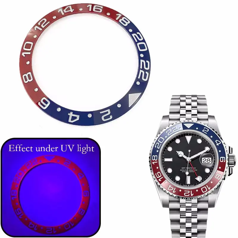 

38mm GMT 116710 Blue Red V3 Number 24H Insert Ceramic Watch Bezel for 40mm GMT Pe-psi Replacement Accessories 116710 126710