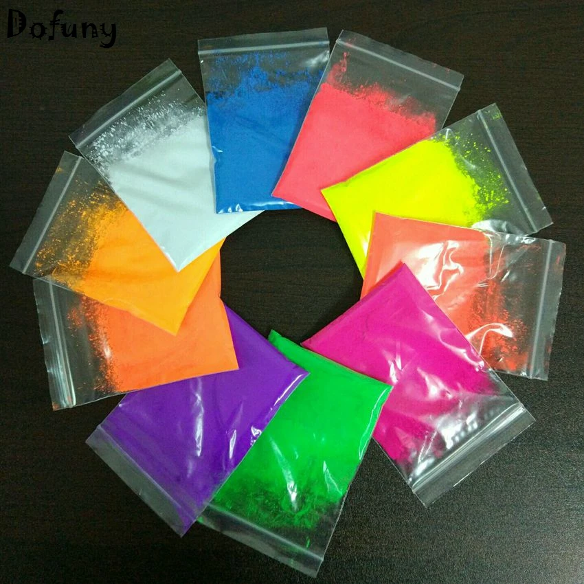 10g Neon Pigment Powder Ombre DIY Nail Art Decor Neon Fluorescent Effect Shinny Under Ultraviolet Light Phosphor Powder