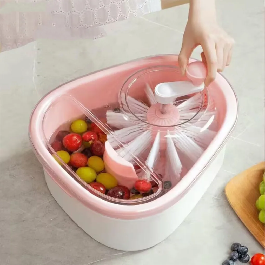 Fruit Cleaning Vegetable Machine Rotating Drain Basket 2-Layers Leakproof Full-Sided Colander Bowls Spinner