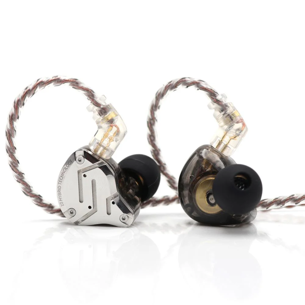 KZ ZS10 Pro 4BA+1DD 5 Driver in-Ear HiFi Metal Earphones with Stainless Steel Faceplate, 2 Pin Detachable Cable