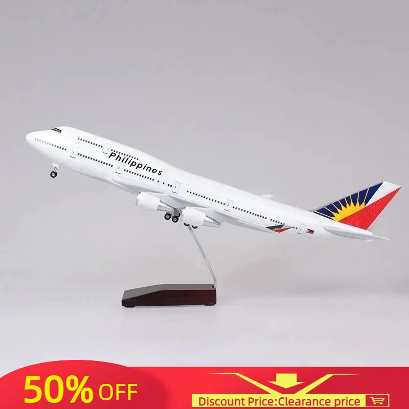 

Hot Sale 47CM 747 B747 Model Philippines Airlines with Landing Gear Wheels Lights Resin Aircraft Plane Collectible Toy