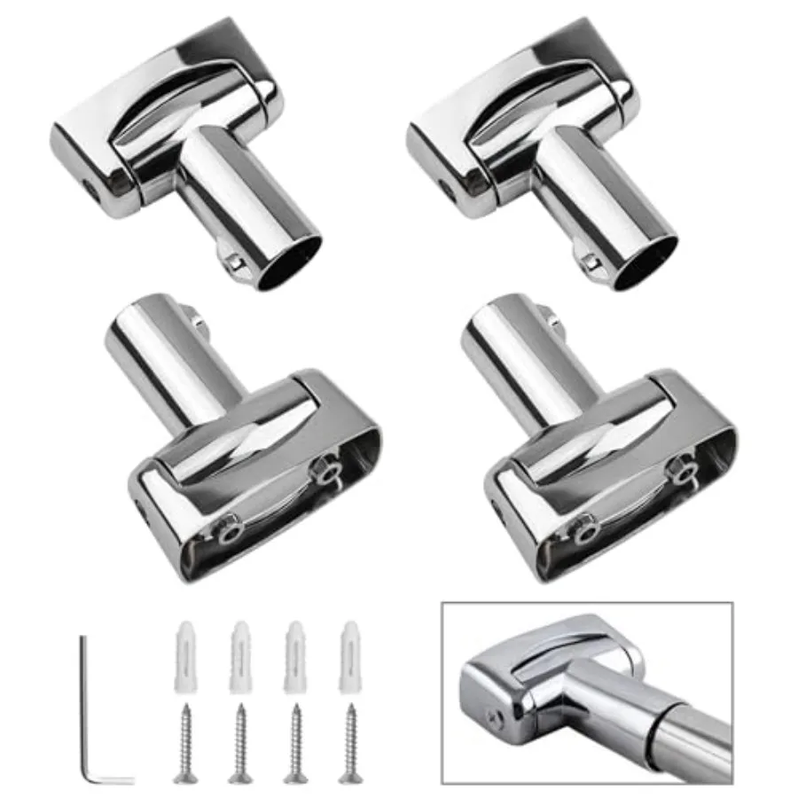 

Shower Curtain Rod Bracket 4Pcs Zinc Alloy Shower Curtain Rod Single Swivel Flange Easy Installation Heavy Duty Curtain Rod Wal