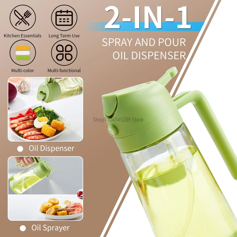 2-in-1-Ölsprühflasche aus Kunststoff für Küche, Grill, Kochen, Olivenöl, Spender, Ölglas, Backen, Essig, Sojasauce, Sprühbehälter