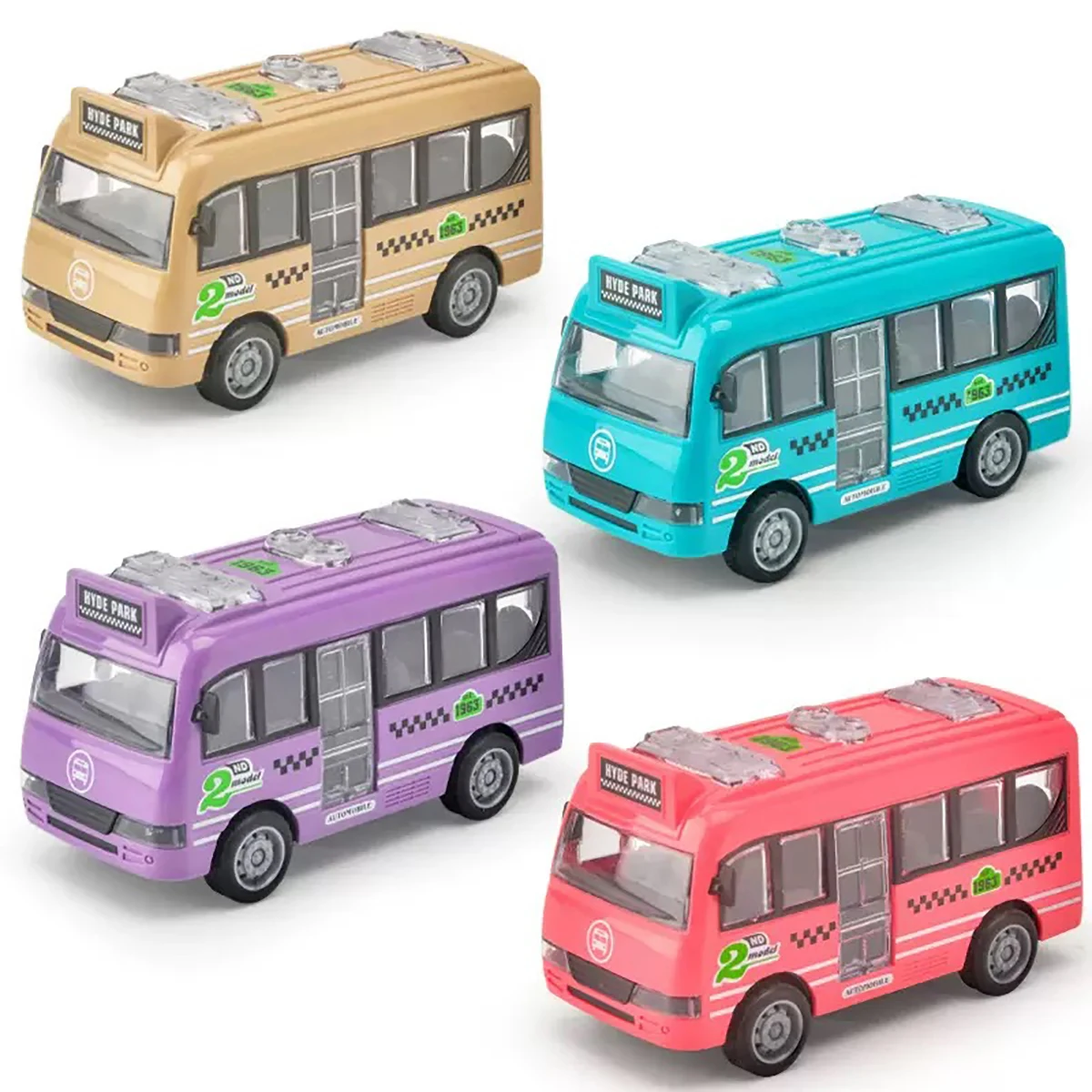 

1 Piece School Bus Toy Inertia Pullback Feature Opening Door Toy Car Random Colors And Patterns Delivery Collectible Model Car