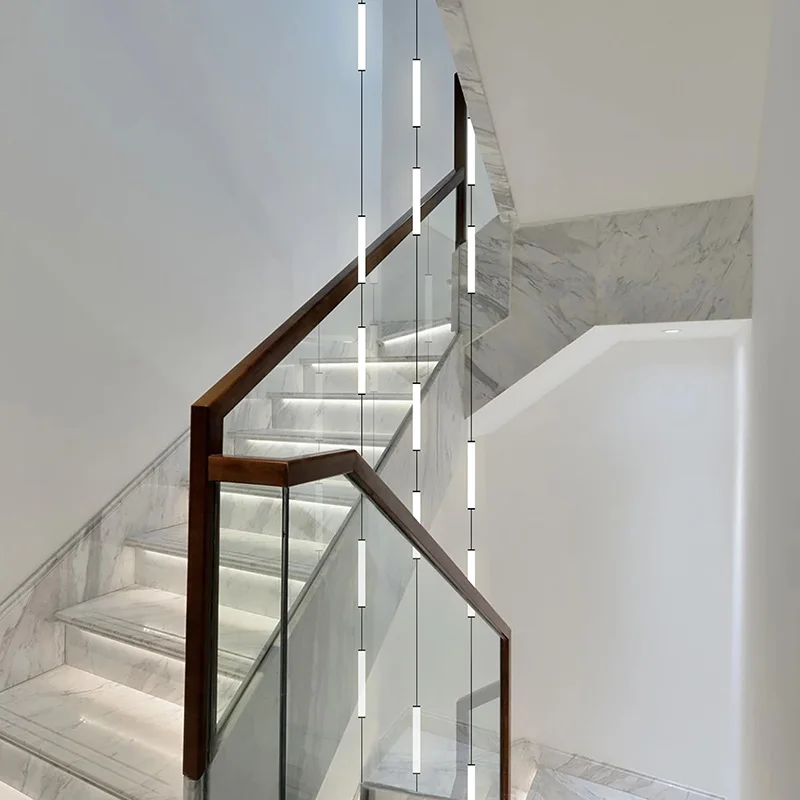 LED Modern Long Line Pendent Duplex Attic Pendant Light Hanging Staircase Chandelier Suitable For Villa Living Room Ceiling Lamp