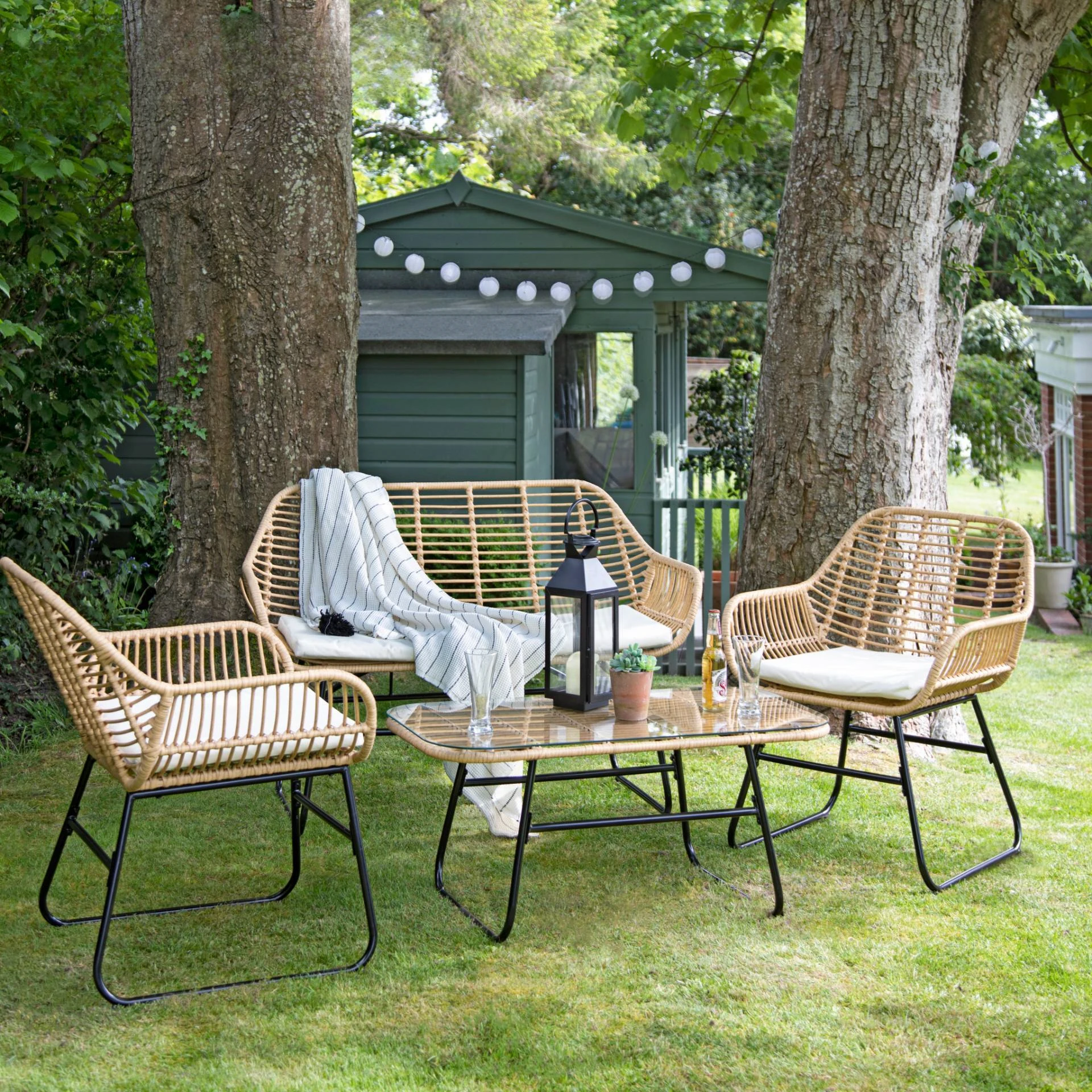 American Rustic Rattan Chair Outdoor Garden Woven Rattan Chair