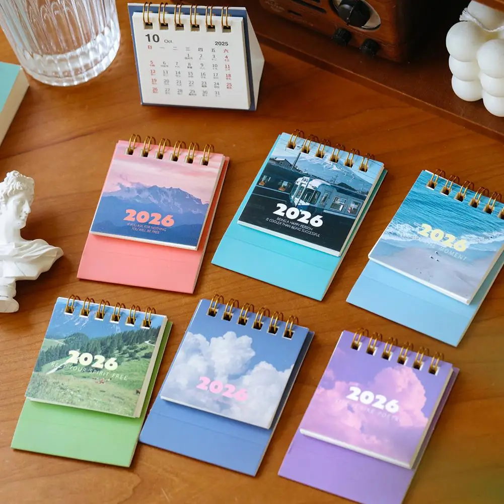 2026 سطح مكتب صغير أجندة مكتبية /رزنامة مكتبية المشهد الإبداعي شهري الوجه مخطط مكتب لوازم الديكور المنزلي هدية #5