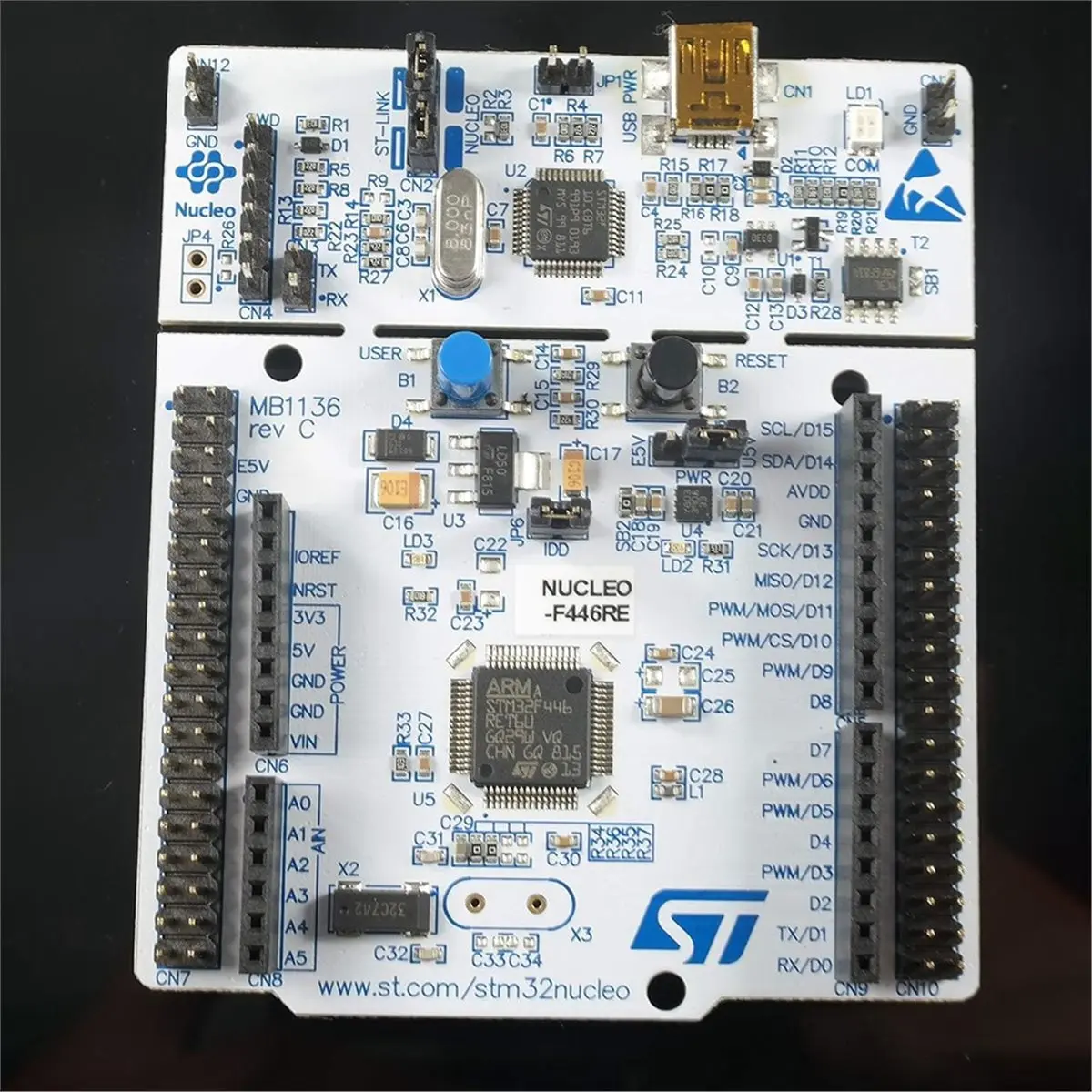 

Плата разработки (A32M) STM32 Nucleo с микроконтроллером STM32F446RE, оценочная плата NUCLEO-F446RE DEV EVA
