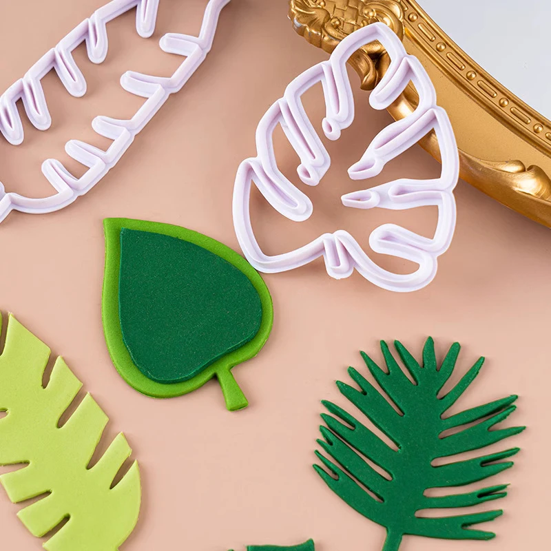 4 pcs/set Palm Monstera Deliciosa Leaf Cutter Gum Paste Flowers Cake Decorating Cutter Fondant Mold Sugar Tools