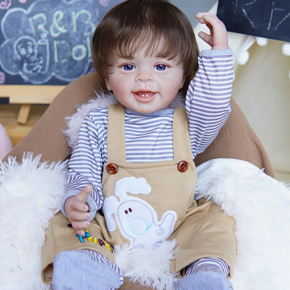 

22-дюймовая кукла возрождения для мальчика 55 см, кукла для купания, детская игрушка из мягкой резины, праздничный подарок, кукла реборн