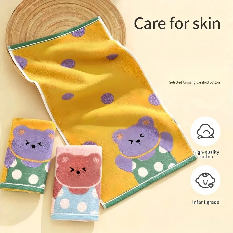 1/3 Pcs Pure Cotton A-class Children's Towel All Cotton Thickened Absorbent Children's Towel Baby Face and Shower Towel