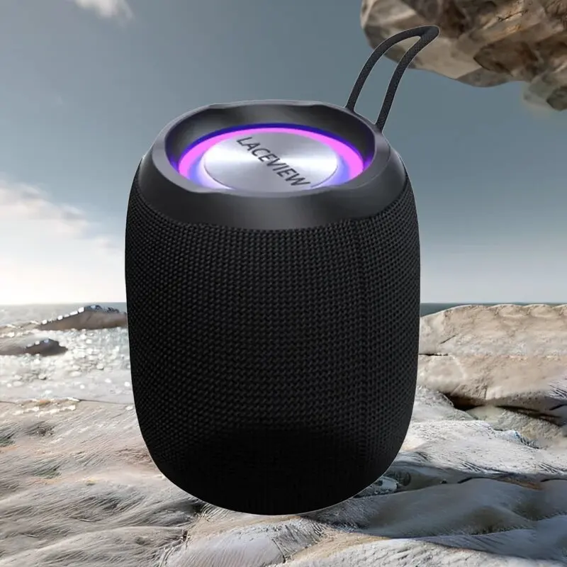 Bluetooth speaker, small portable wireless speaker, IPX6 waterproof, LED light mode, microphone, USB port, FM radio