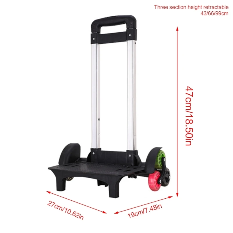 6 Backpack Trolley Aluminium Alloy Foldable Trolley Cart for Student Bags