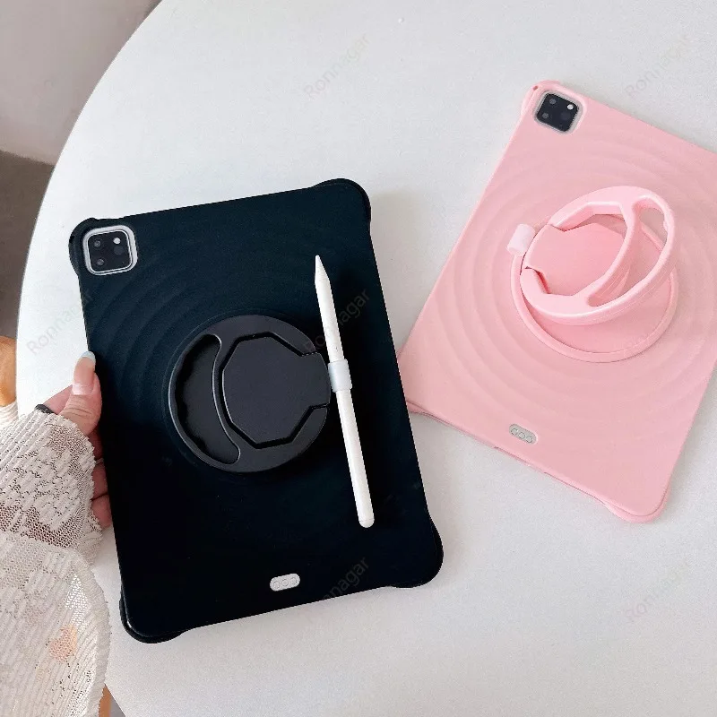 Silicone Wave Tablet Case For iPad 7 8 9 10.2'' A16 11th 10th Gen Air11 M4 M3 2026  Air4 Air5 10.9'' Pro11 M5 M4 Kickstand Cover