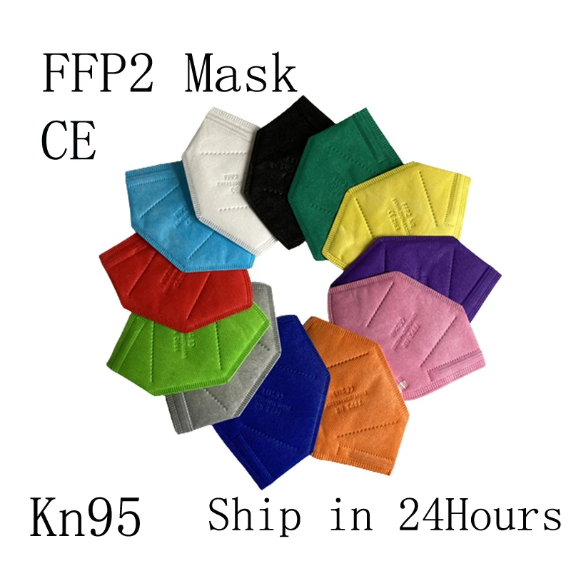 10-200Pcs Adult FFP2 Certified KN95 Black Mascarillas FPP2 Approved Face Mask KN95 Filter Respirator ffp2mask Mascherine ffp2