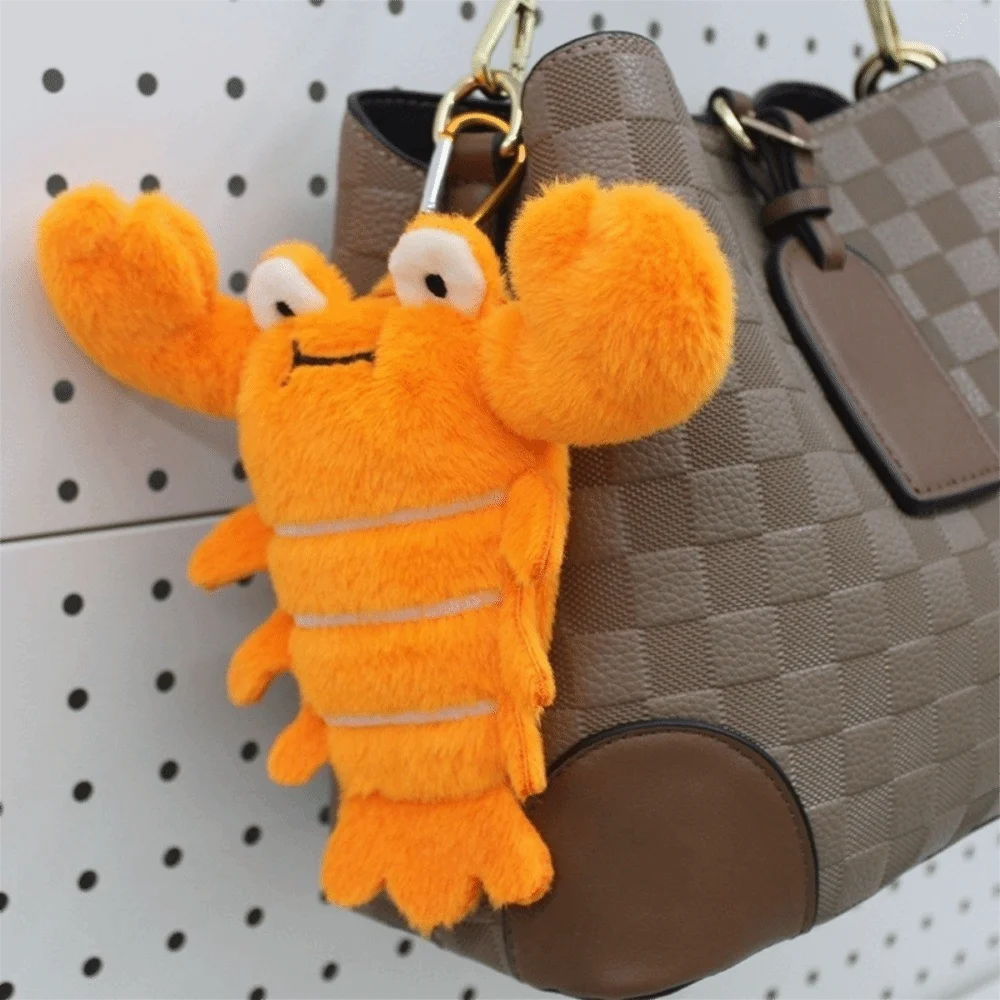 Fashion Lobster Ocean Animal Coin Purse PP Cotton Fluffy Plush Doll Keychain Cartoon Collection Animal Bag Pendant Storage