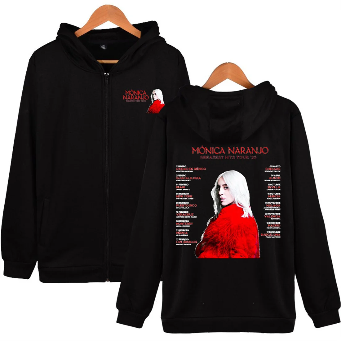 Monica Naranjo Greatest Hits Tour 2025 Zipper Hoodie Men Womens Coats Spring Autumn Zip up Sweatshirt Streetwear Hooded Jacket