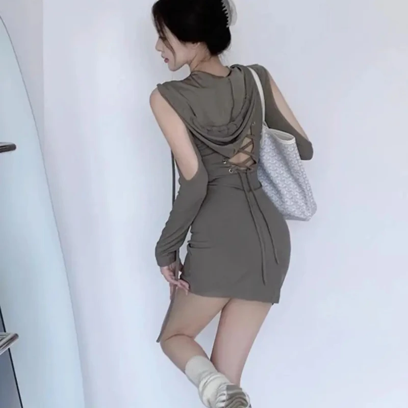 Bodycon Obcisły Gorset Zmysłowy Seksowny Bandaż Damski Sukienki Z Długim Rękawem Odzież Nowość W Casual Młodzieżowej Estetycznej Kpop G Kobiecej Sukienki