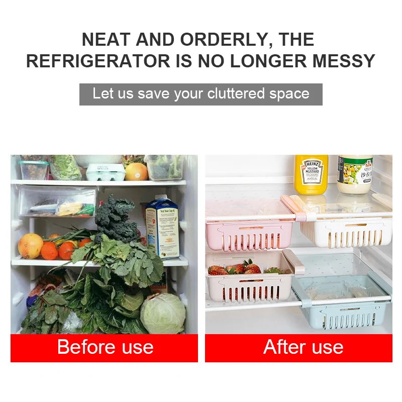 Fridge Organizer Box Multifunctional Refrigerator Preservation Pull-Out Type Classification Shelf Fresh Divider Layer Shelf