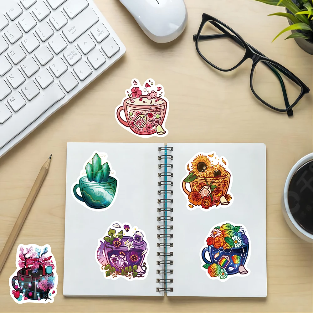 10/30/49Pcs Leuke Cartoon Planten Cup Interieurstickers Esthetische Decal Kid Speelgoed Laptop Gitaar Koelkast Telefoon notebook Muursticker