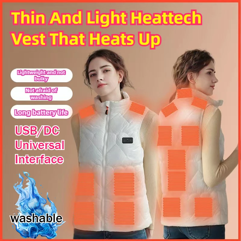 Chaleco calefactable con cara brillante para mujer, chaqueta sin mangas con autocalentamiento eléctrico inteligente de 3 engranajes, chalecos cálidos extremadamente fríos para senderismo en la nieve para invierno