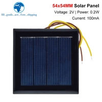 TZT 1/5PCS 2V 0.2W 100mA Solar Panel DIY Charge Module Mini Polysilicon Solar Cell System for Solar Lawn Lamp With 15CM Cable