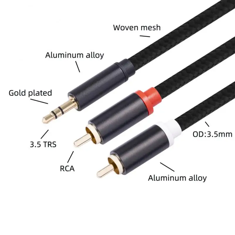 1/1.8/3M Subwoofer Y Cable 1 RCA Male To 2 RCA Male Audio Cable RCA To Dual RCA Audio Cable Splitter For TV Amplifier DVD Player