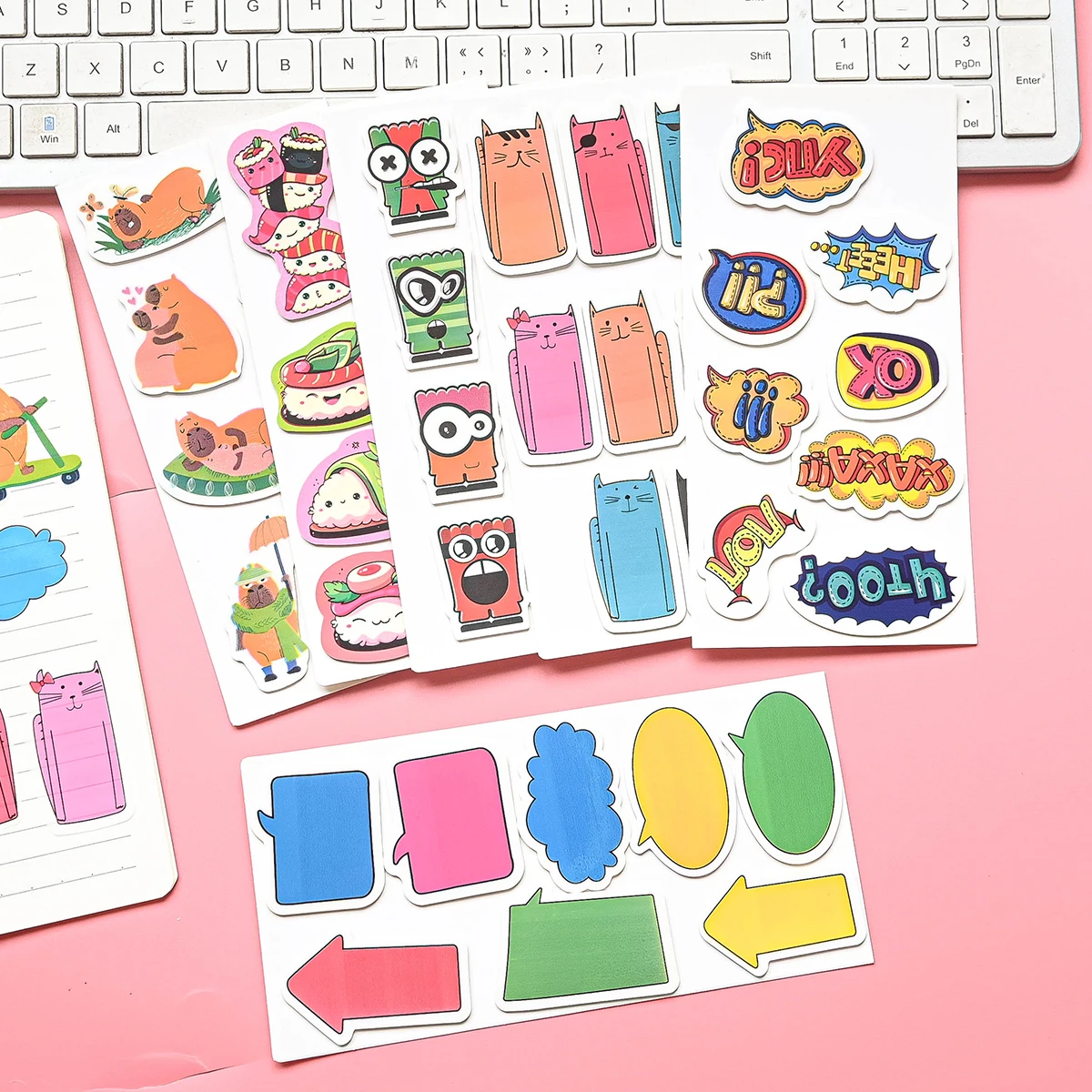 160 Sheets Transparent Color Stickers Self-Adhesive Index Tabs Sticky Notes Flags Stationery for School Office Supplies