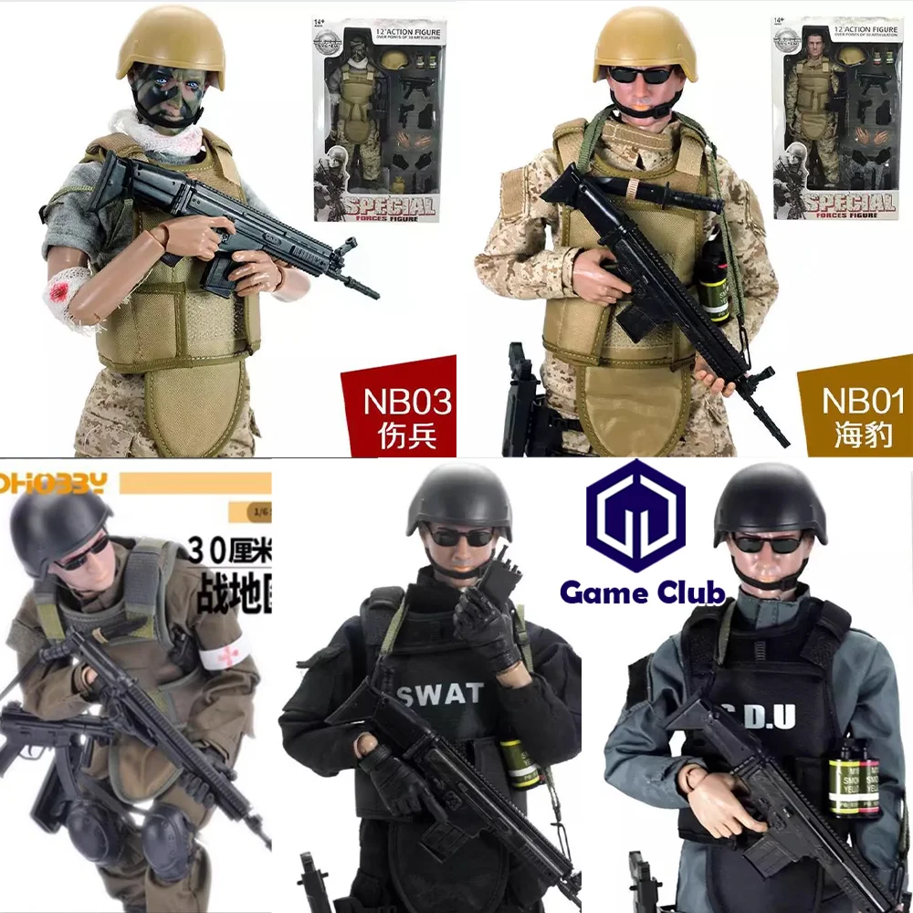 1/6 Male Soldiers America Wearable Detachable Special Forces BJD SWAT Military Army Model 4D Gun Full Set 30cm Action Figure Toy