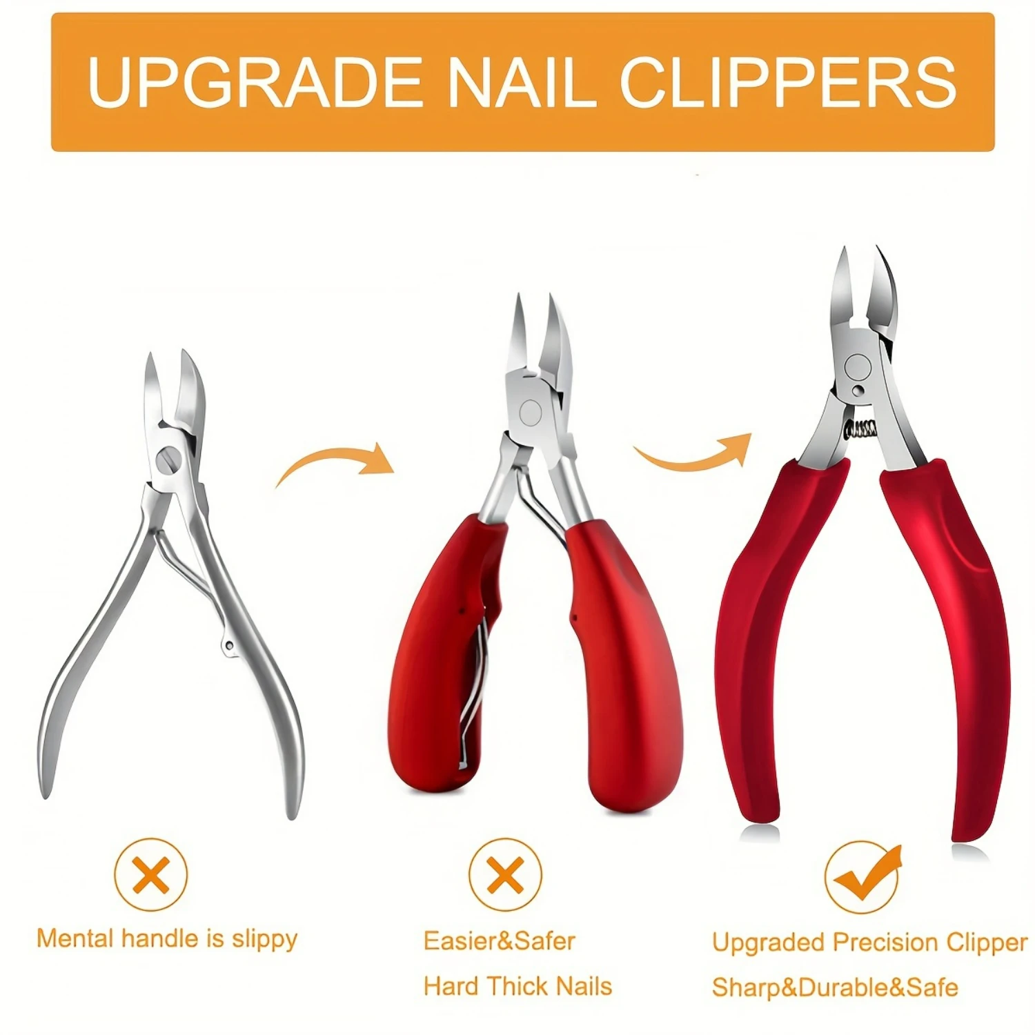 Kit professionale per la cura delle unghie incarnite da 7 pezzi in acciaio inossidabile - Strumenti completi per manicure e pedicure per unghie spesse e incarnite - Incl