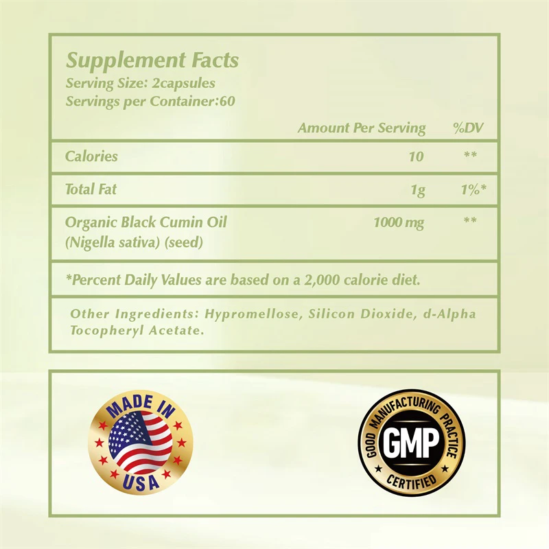 Black Seed Oil Capsules - Supports Digestive Health, Immune Support, and Improved Brain Function, Gluten-Free, Non-GMO