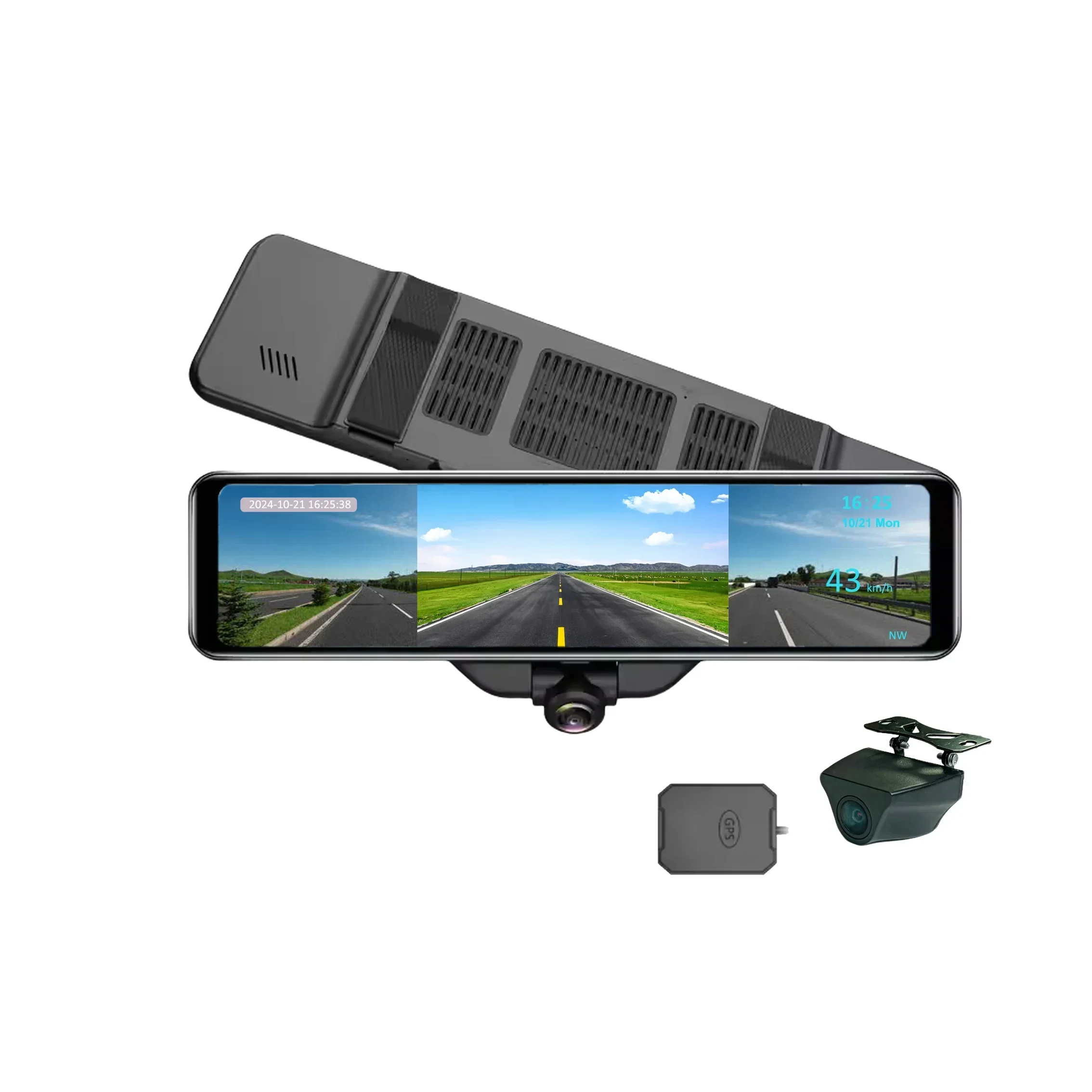

Full Touchscreen Mirror Vehicle 11.8 Inch 2K+1080P DVR GPS Rear View Mirror Car Front 360 Degree
