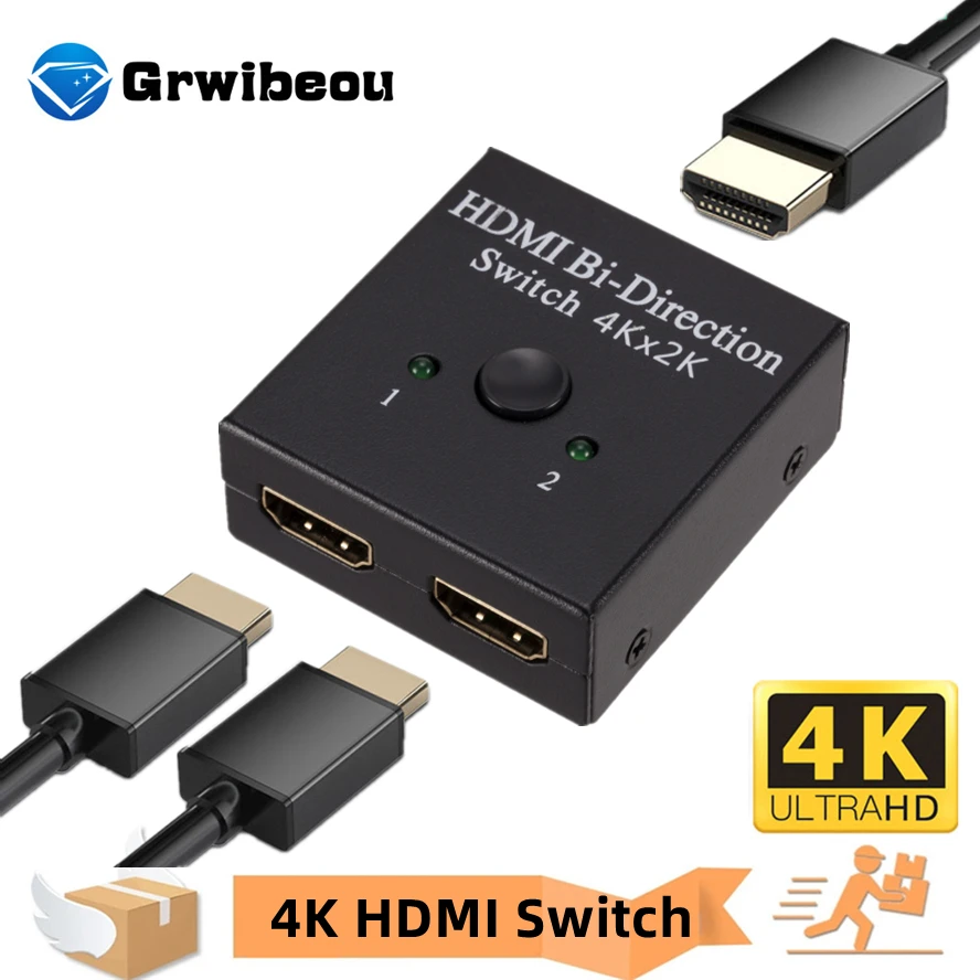 

HDMI-compatible Switch Bi-Direction Splitter 1x2/2x1 Adapter 2 in 1 out Converter for PS4 Pro/4/3 TV Box Laptop HD 4K Switcher