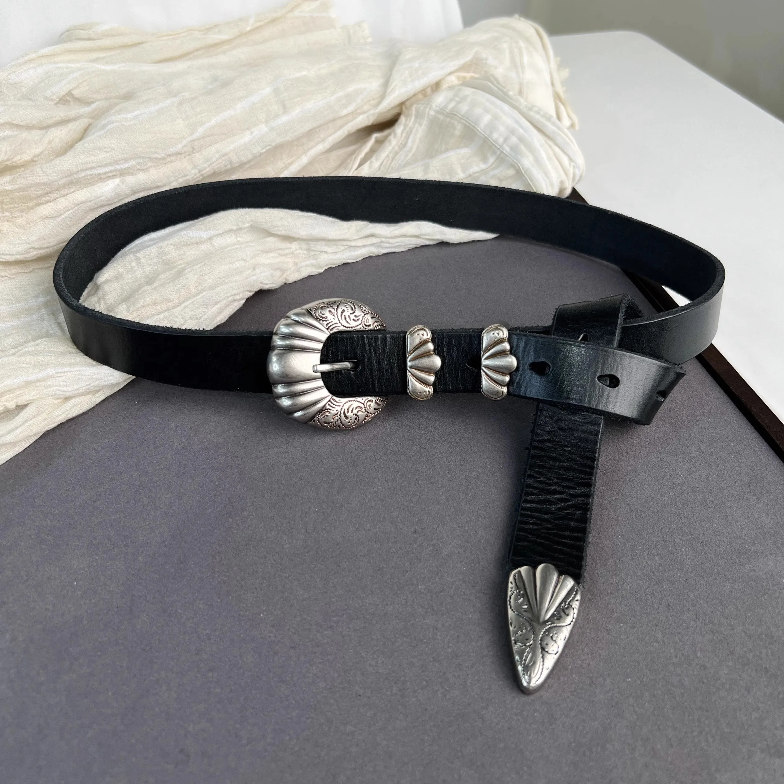 Korset Kulit Sapi Alami Antik Wanita Mantel Ikat Pinggang Wanita Gaun Ikat Pinggang Dekorasi Sabuk Sempit J1489