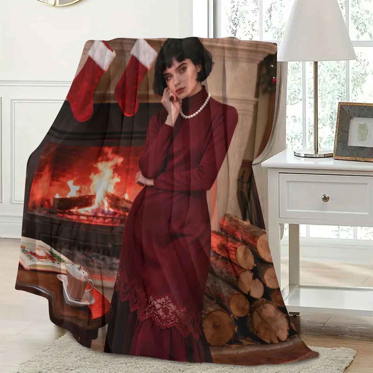 بطانية من الفلانيل مخصصة للزوجين لمشهد عيد الميلاد - طباعة عالية الوضوح لا تتلاشى، ناعمة ودافئة، قابلة للغسل في الغسالة، مناسبة لأسرة غرفة النوم، عرض العروض على الأريكة، احتياطية عيد الميلاد لعيد الميلاد - مثالية كهدية رومانسية لصديق/صديقها/صديقة عيد الميلاد