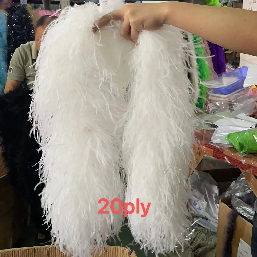 

Thick White Ostrich Feather Boa 10 20 30ply Party CostumeDress Clothing Sewing Decoration Plumes Shawl Wedding Feathers Boa