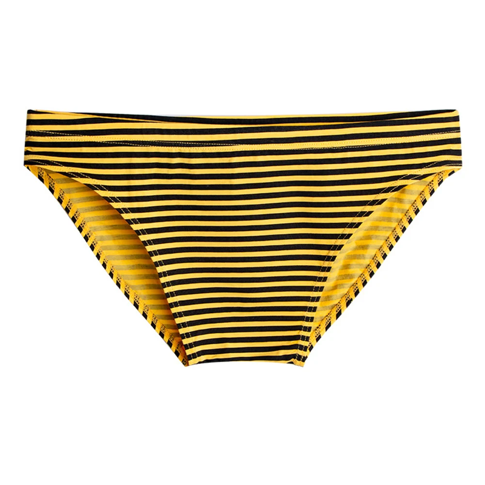 Men Stripe Briefs High Stretchy Soft No Pouch Narrow Side Sissy Underwear Pantie Breathable Daily Wear Triangle Panties