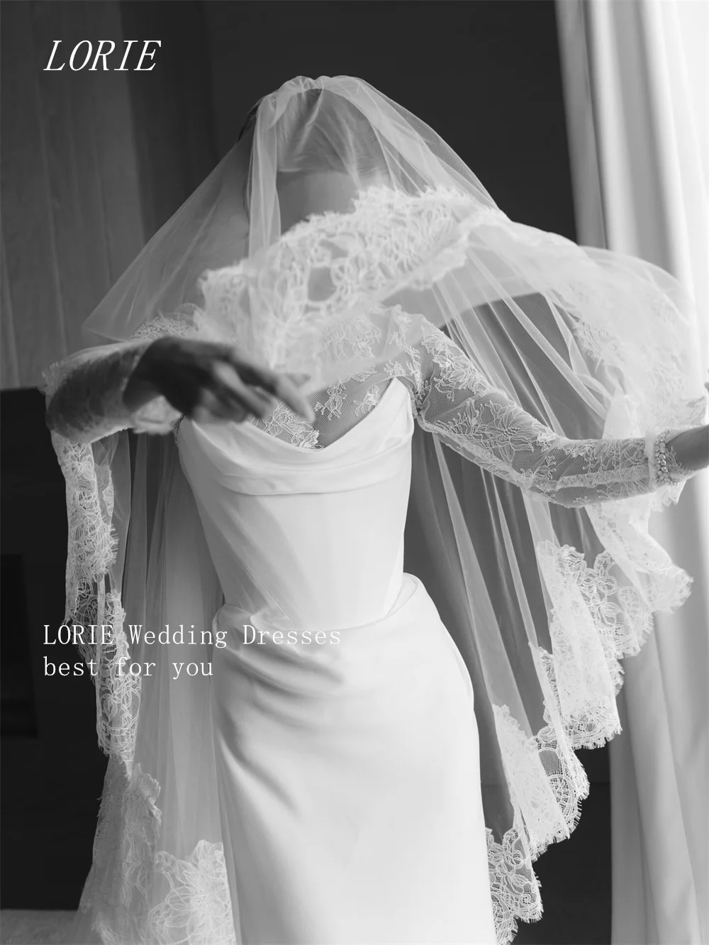 LORIE Luxury Mermaid Wedding Dress Corset Boat Neck Bridal Dresses Appliques Lace Full Sleeve Wedding Gown Customized 2026 image 2