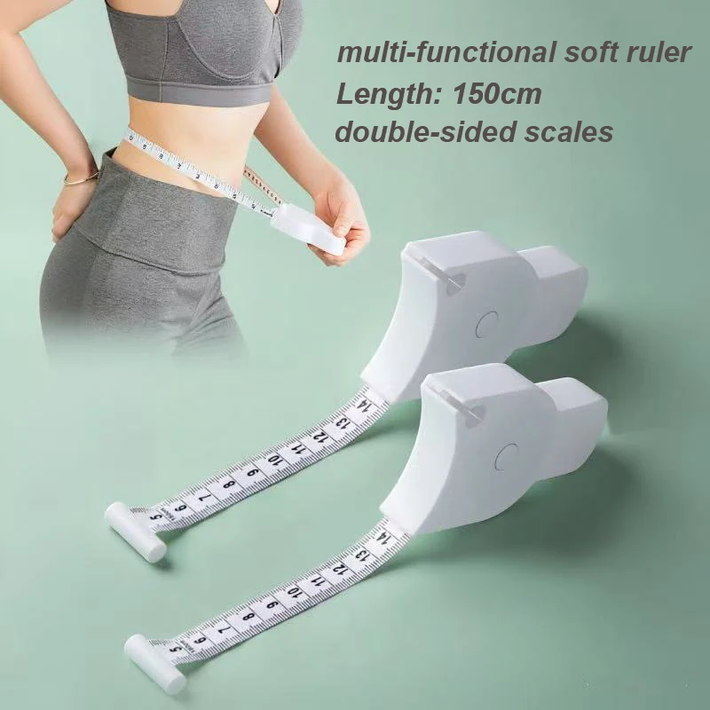150cm Auto-Retractable Body Tape Measure, Double Sided BMI Measurement Tool for Waist, Hip, Chest - Fitness & Sewing
