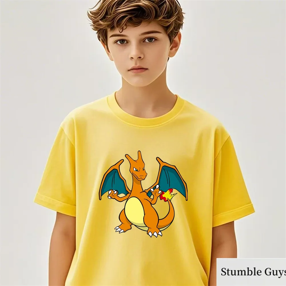 เสื้อยืดอนิเมะเด็ก ลายการ์ตูนโปเกมอน พิคาชู เก็นการ์ เสื้อผ้าลำลองสำหรับเด็กผู้ชาย เสื้อเด็กผู้หญิง ของขวัญวันเกิด เสื้อแฟชั่นวัยรุ่น