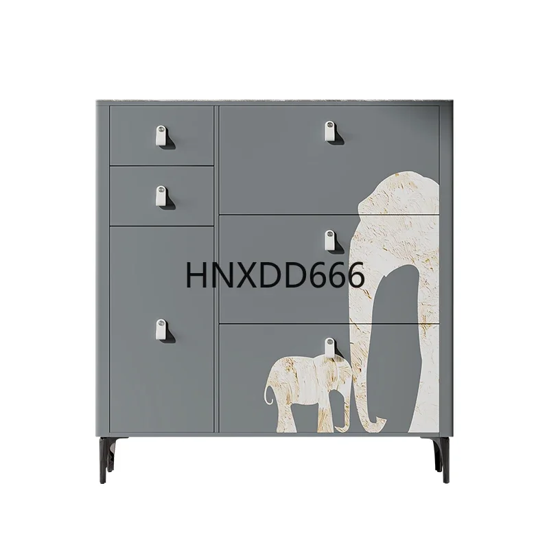 Ultra-thin tipping bucket shoe cabinet household entrance entrance narrow cabinet integrated against the wall