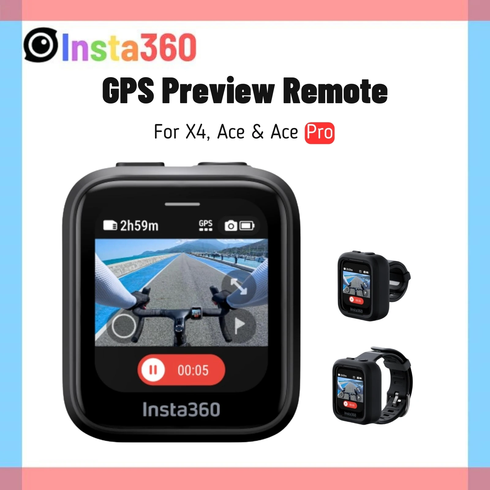 Insta360 GPS Preview Remote Touchscreen 65.6ft 20m Wrist Watch Control Speed Routine Data For X4 ACE & ACE PRO 2 Accessory