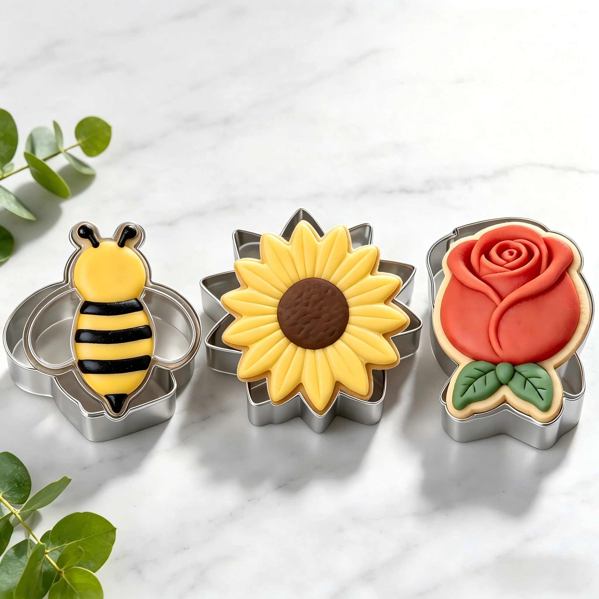 Gardening Tools For Home - 3PCS Bee Flower Cookie Cutter Set