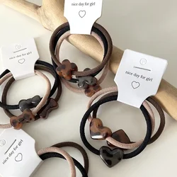 Love Heart Acrylic Jelly Hair Band Ponytail Rubber Band Bun Rope Women Grils Sweet Hair Accessories Headwear Elastic Hair Bands