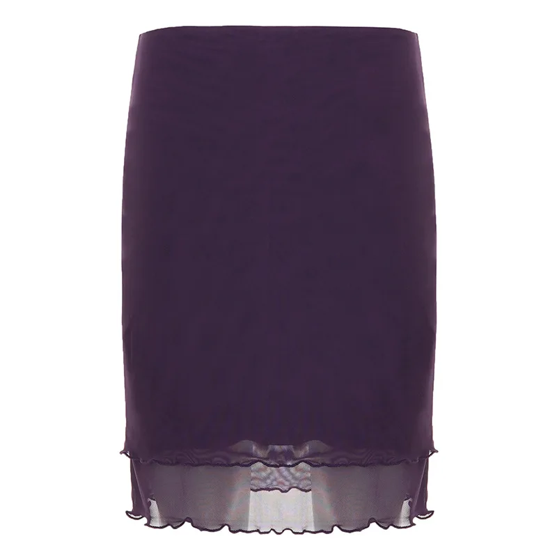 Summer Fashion Sexy Mesh Ruffled Edge Solid Color Women's Temperament Wrapper Hip Skirt