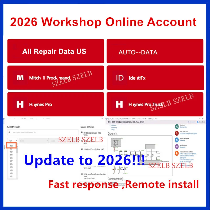 

2026 Online Workshop Account All Repair Data US,Mit-chell Prodemand,Autodata,Hay-nes PRO,Hay-nes Truck ,Identifix online update