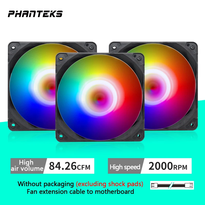 Phanteks M25-120mm 5V/3PIN ARGB PC Case Cooling Fan 4pin PWM Temperature Control High Air Volume CPU Cooler Fan [NO packaging]