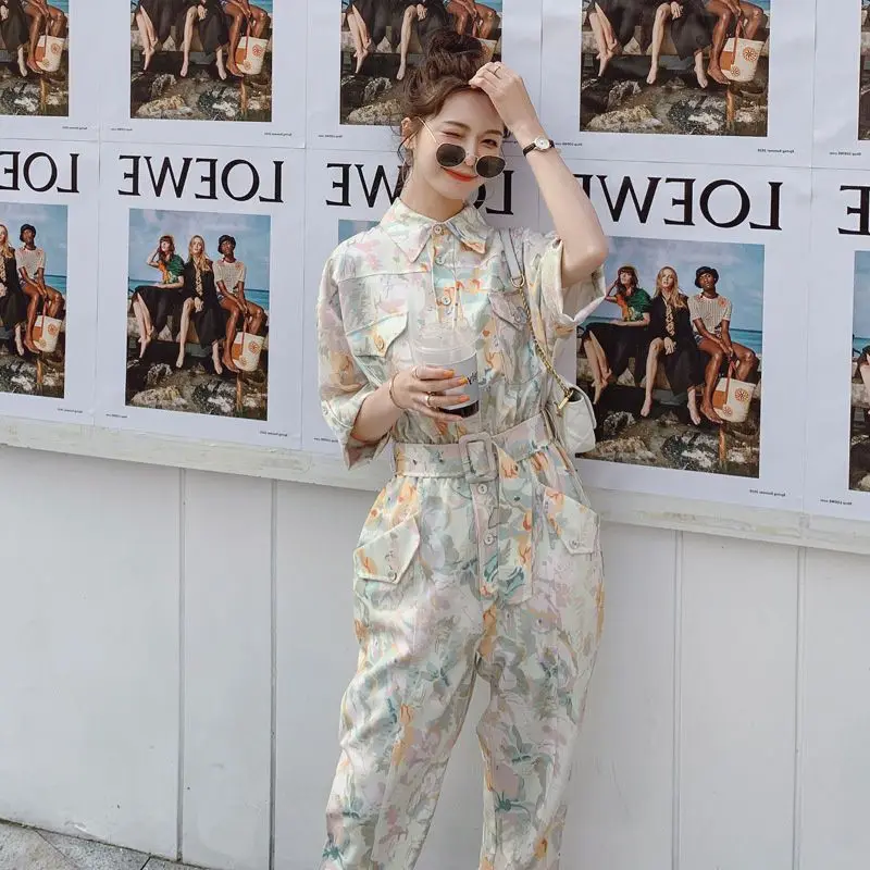

Jumpsuits Women 2025 Summer Spring Autumn Printing Fashion New Cargo Pants