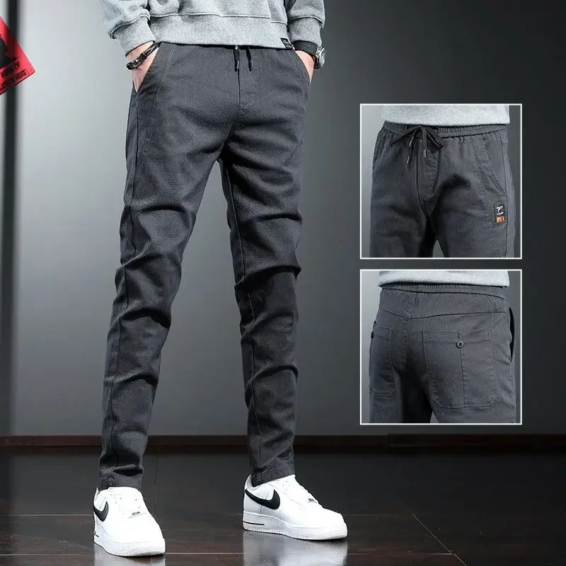 

Fashion Men Casual Slim Fit Suit Pants Male Elastic Waistband Blazer Pants Loose Straight Harem Army Green Black Trousers